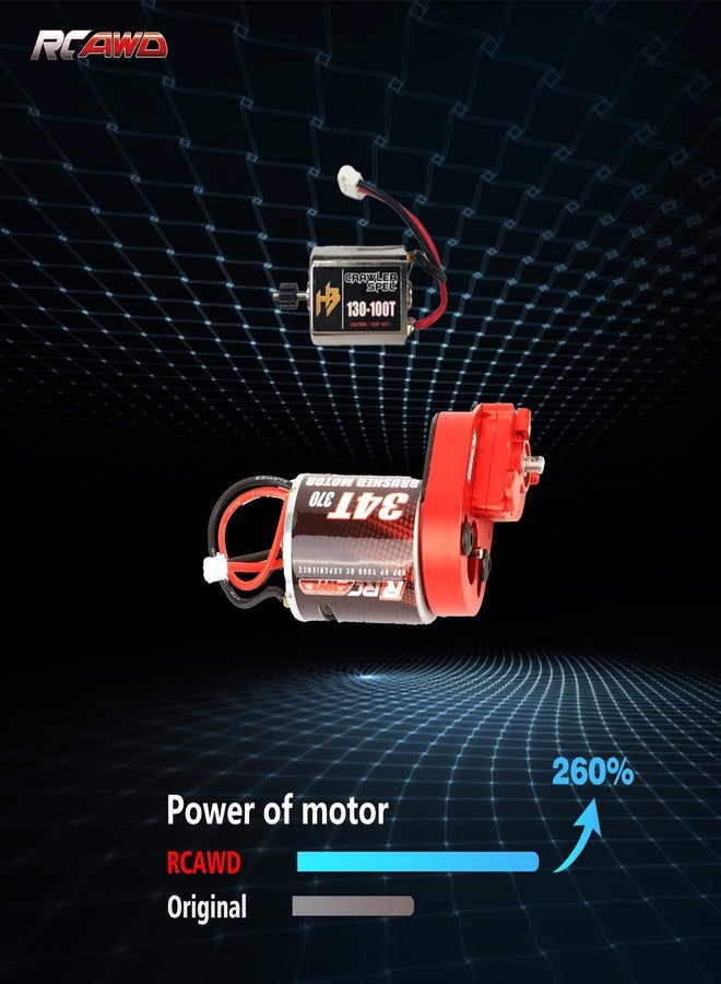 RCAWD 260% More Power Motor 370 34T CR18P Transmission Gearbox Set for Hobbyplus 1/18 CR18P EVO Rock Van Trail Hunter Series Upgrades Part Red - Image 2